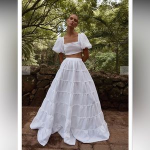 BRAND NEW WITH TAGS AISLE WHITE LINEN TIER LONG SKIRT. Top sold separately